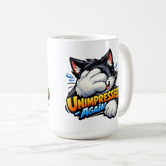 Funny Unimpressed Cat Coffee Mug - Grumpy Office  Kaffeetasse (VorderseiteRechts)
