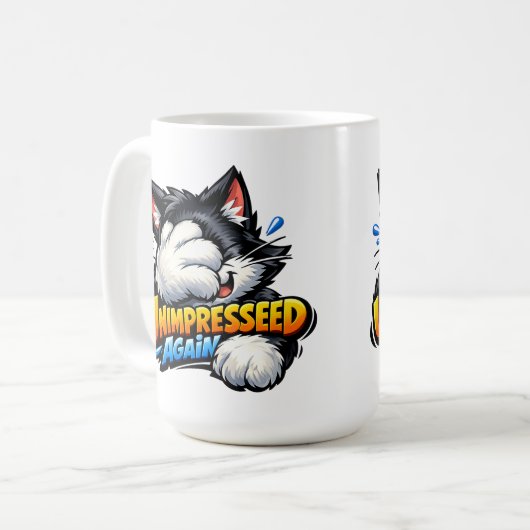 Funny Unimpressed Cat Coffee Mug - Grumpy Office  Kaffeetasse (Vorderseite Links)