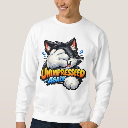 Funny Unimpressed Cat Sweatshirt - Grumpy Meme (Vorderseite)