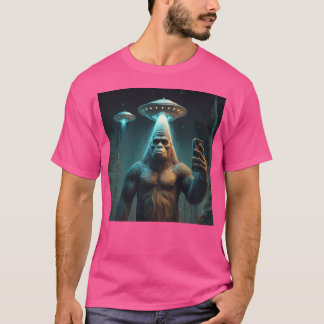 Funny Unique Bigfoot Selfie mit Ufos komisch T-Shirt