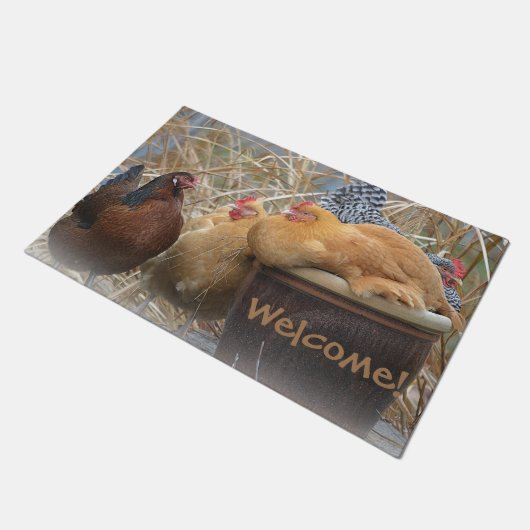 Funny Unique Chicken Fußmatte (Schrägansicht)