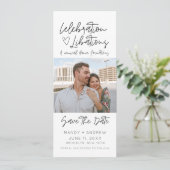 Funny Unique Foto Wedding Save the Date (Stehend Vorderseite)