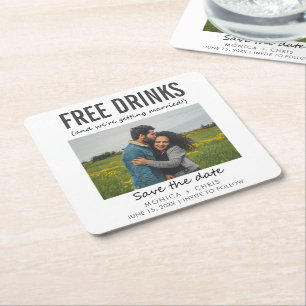 Funny Unique Foto Wedding Save the Date Rechteckiger Pappuntersetzer