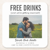 Funny Unique Foto Wedding Save the Date Rechteckiger Pappuntersetzer (Vorderseite)