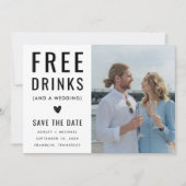 Funny Unique Free Drinks Qr Code Foto Hochzeit Save The Date (Vorderseite)