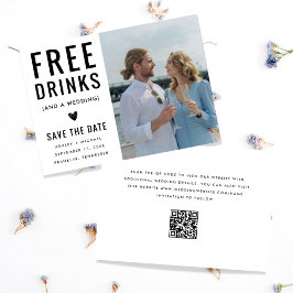 Funny Unique Free Drinks Qr Code Foto Hochzeit Save The Date