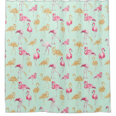 Funny Unique Girly Pink und Gold Funky Flamingo Duschvorhang (Vorderseite)
