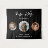 Funny Unique Kids Foto Engagement Party Hintergrun Wandteppich (Vorderseite (Horizontal))