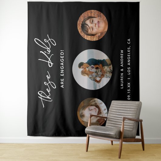 Funny Unique Kids Foto Engagement Party Hintergrun Wandteppich (Beispiel)