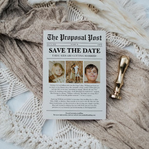 Funny Unique Newspaper Foto Kids Wedding Save The Date