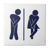 Funny Unisex Badezimmer Sign Fliese (Vorderseite)