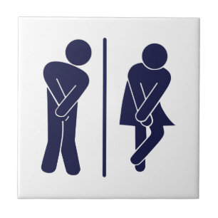 Funny Unisex Badezimmer Sign Fliese