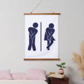 Funny Unisex Badezimmer Sign Wandteppich Mit Holzrahmen (Schlafzimmer)