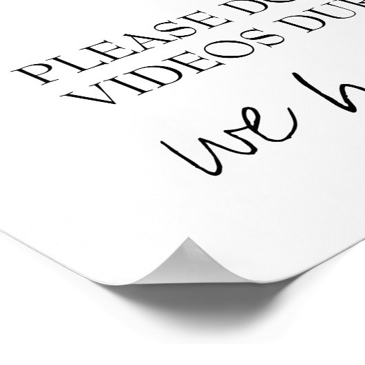 Funny Unplugged Zeremony Wedding Sign Poster (Ecke)