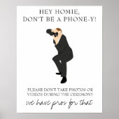 Funny Unplugged Zeremony Wedding Sign Poster (Vorne)