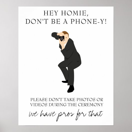 Funny Unplugged Zeremony Wedding Sign Poster (Vorne)