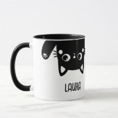 Funny Updown Black Cat mit Name Tasse (Links)