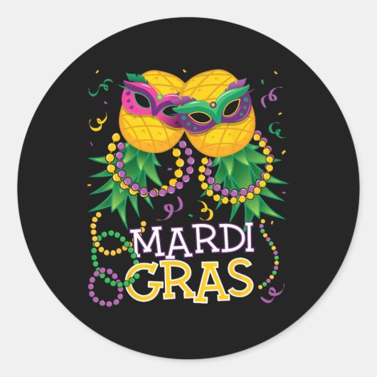 Funny Updown Pineaple Swinger Mardi Gras Bea Runder Aufkleber (Vorderseite)