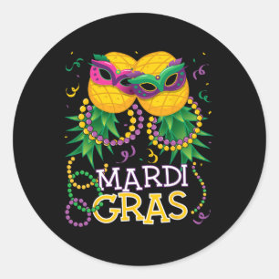 Funny Updown Pineaple Swinger Mardi Gras Bea Runder Aufkleber