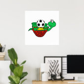 Funny Updown Turtle mit Fußball Ball Poster (Heimbüro)