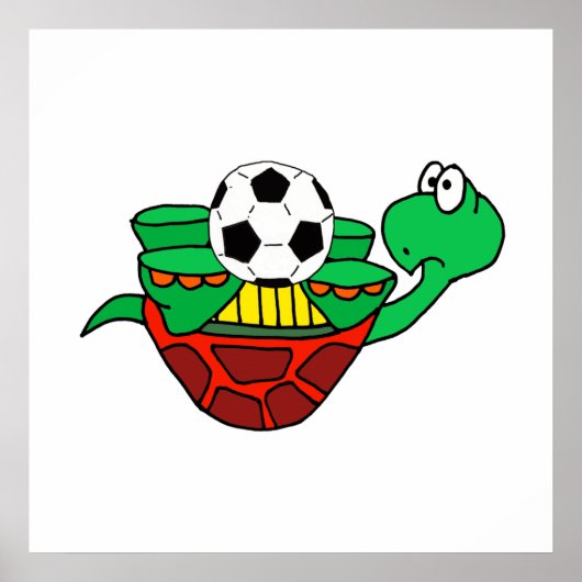 Funny Updown Turtle mit Fußball Ball Poster (Vorne)