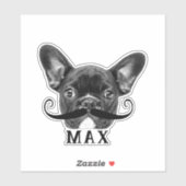 Funny Upload Pet Face Foto & Name mit Mustache Aufkleber (Blatt)