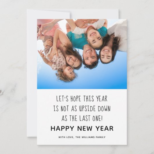 Funny Upside Down Happy New Year Card Feiertagskarte (Vorderseite)