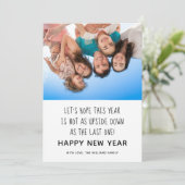 Funny Upside Down Happy New Year Card Feiertagskarte (Stehend Vorderseite)