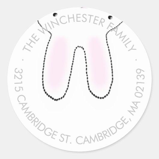 Funny upwärts Osterhasen Graue weiße Adresse Runder Aufkleber (Vorderseite)