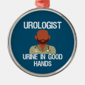 Funny Urologist Holiday Card Ornament Aus Metall (Vorne)