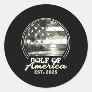 Funny US America Shirt Golf of US America Est 202 Runder Aufkleber