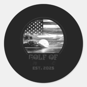 Funny US America Shirt Golf of US America Est 202 Runder Aufkleber