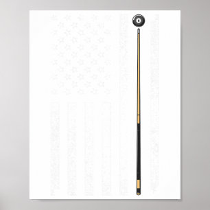 Funny US Flag Billiards Design für Männer Frauen B Poster