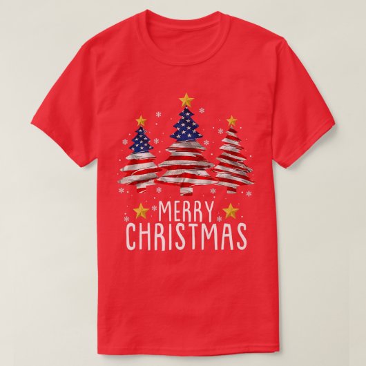 Funny US Flag Xmas Pajama Frohe Weihnachtsbaum Ame T-Shirt (Design vorne)