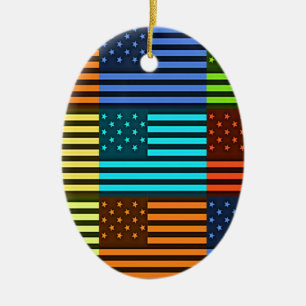 Funny USA Flag Keramik Ornament