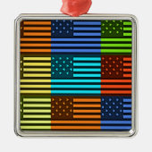 Funny USA Flag Silbernes Ornament (Vorne)