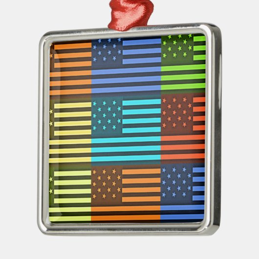 Funny USA Flag Silbernes Ornament (Links)