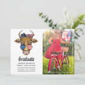 Funny USA Patriotic Cow Abschluss Foto Ankündigung (Stehend Vorderseite)