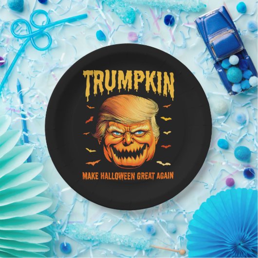 Funny Usa Pumpkin Trumpkin Make Halloween Great Ag Pappteller (Party)
