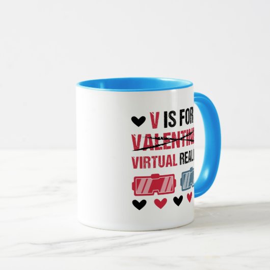 Funny V ist für Virtual Reality Valentine's Day Gi Tasse (VorderseiteRechts)