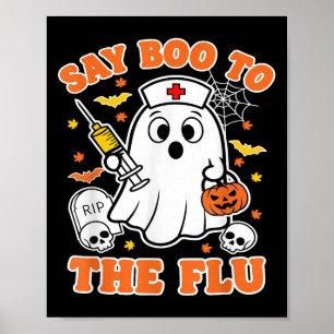 Funny Vaccine sagt Boo zum Grippegasturse Hallo Poster