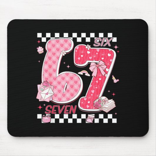 Funny Valentine 67 Six Seven Meme Nk Bow Boy Girl  Mousepad (Vorne)