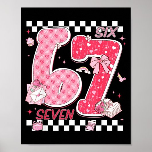 Funny Valentine 67 Six Seven Meme Nk Bow Boy Girl  Poster (Vorne)