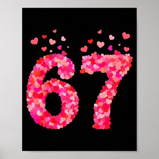 Funny Valentine 6 7 Meme Boy Six Seven Hearts Gen Poster (Vorne)