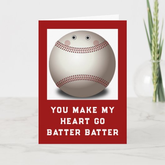Funny Valentine Baseball Lover Feiertagskarte (Vorderseite)