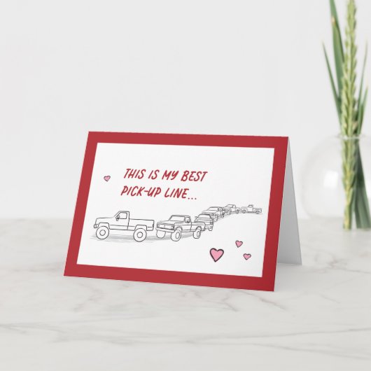 Funny Valentine Card Lieferwagen Line Truck Liebe Dankeskarte (Vorderseite)