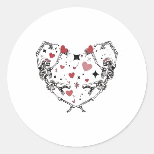 Funny Valentine Day Tanzen Skelett Runder Aufkleber