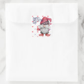 Funny Valentine Gnome Hearts Quadratischer Aufkleber (Tasche)