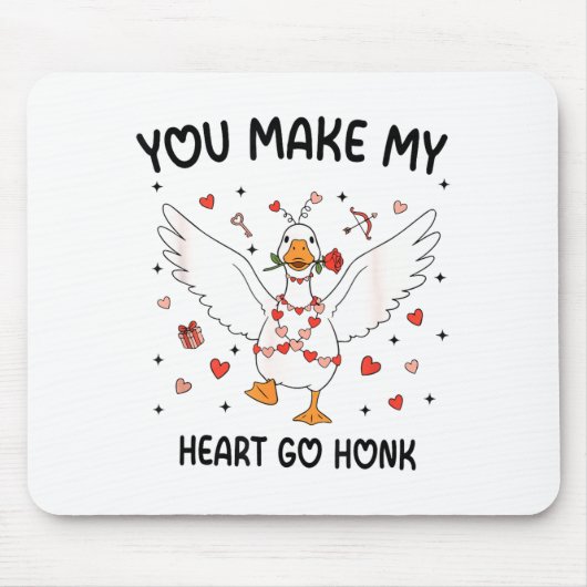 Funny Valentine Goose Coquette You Make My Heart G Mousepad (Vorne)