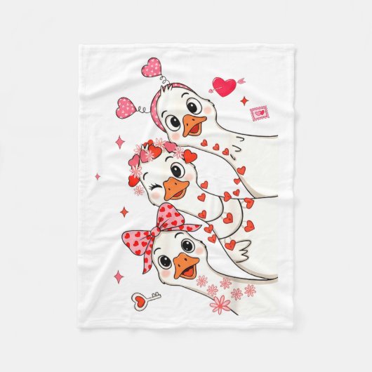 Funny Valentine Goose Nk Coquette Valentines Girls Fleecedecke (Vorderseite)